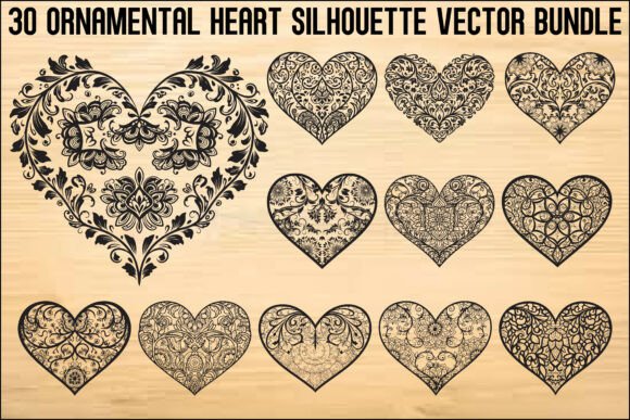 Download Ornamental Heart Silhouette Bundle - Silhouette Collection