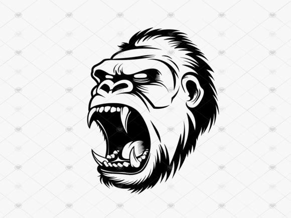 Download Fierce Gorilla Head Decal Silhouette PNG - Silhouette Collection