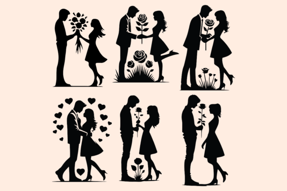Download Happy Valentines Day Silhouette Vector - Silhouette Collection