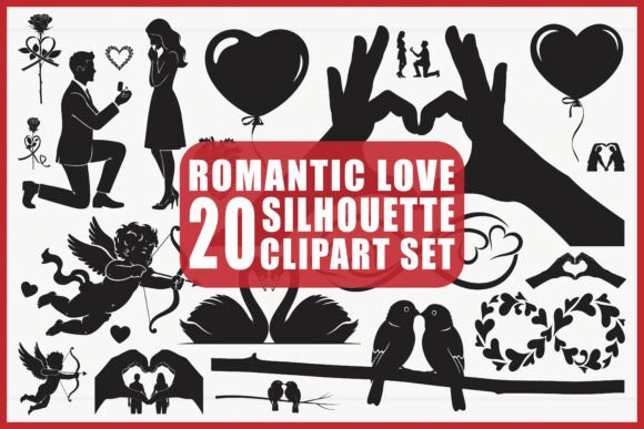 Download Romantic Love Silhouette Clipart Bundle - Silhouette Collection