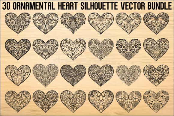 Download Ornamental Heart Silhouette Bundle - Silhouette Collection