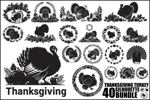 Download Thanksgiving Turkey Silhouette Bundle - Silhouette Collection