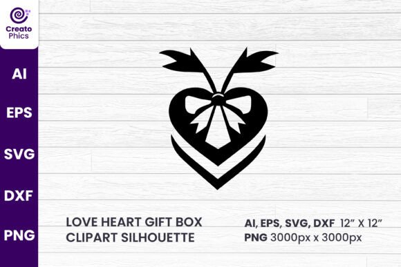 Download Love Heart Gift Box Clipart Silhouette - Silhouette Collection