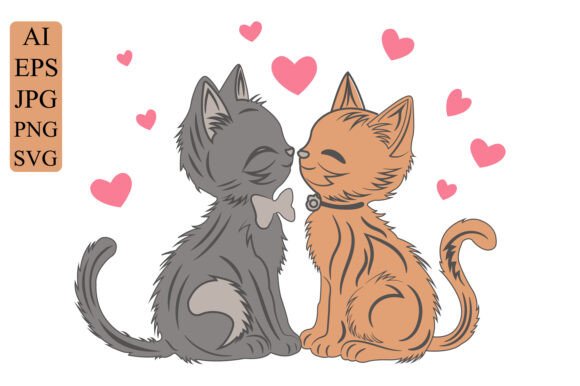 Download Valentine Couple Love Cat Silhouette Art - Silhouette Collection