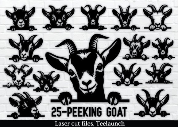 Download 25-PEEKING Goat SVG Silhouette PNG Files - Silhouette Collection
