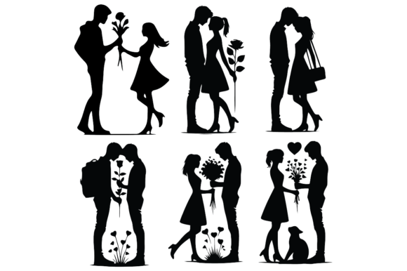 Download Happy Valentines Day Silhouette Vector - Silhouette Collection