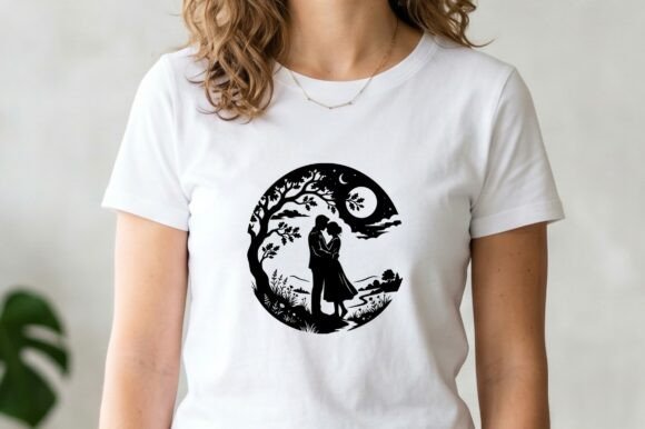 Download Moonlit Couple Silhouette Love Scene - Silhouette Collection