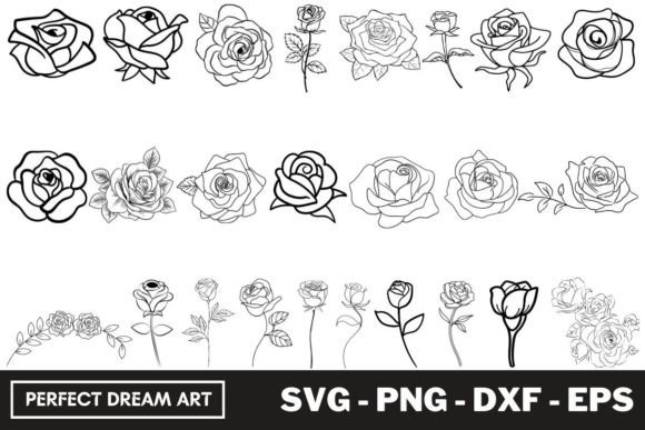 Download Roses Silhouette Bundles Outline - Silhouette Collection