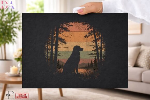 Download Vintage Dog Forest Sunset Silhouette PNG - Silhouette Collection