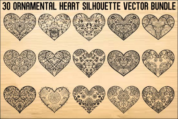 Download Ornamental Heart Silhouette Bundle - Silhouette Collection