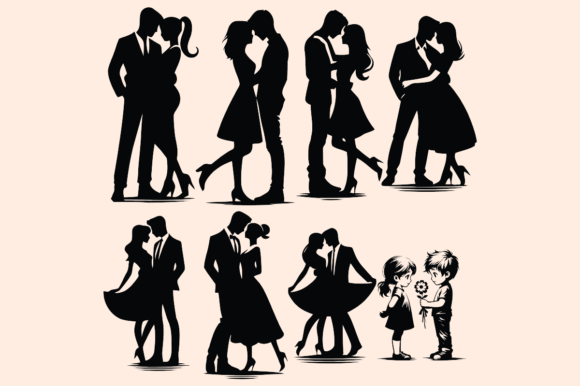 Download Happy Valentines Day Silhouette Vector - Silhouette Collection